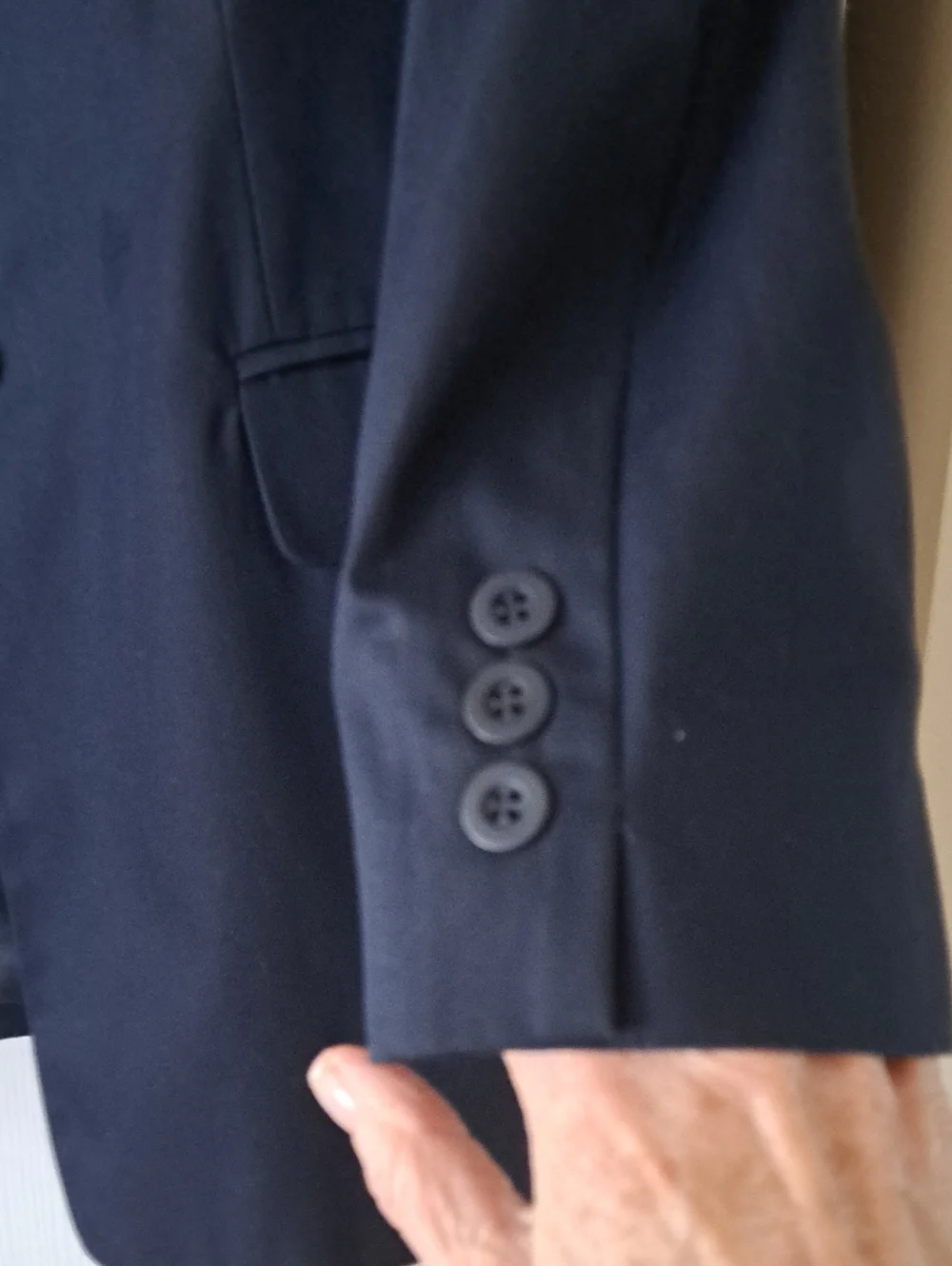 Jones New York Navy Cotton Single Breasted Button Blazer Lined Sz 12 Excellent